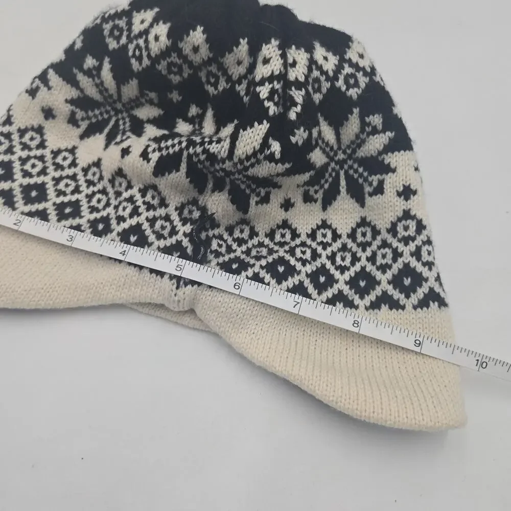 Vtg IGLOOS 100% Wool Nordic Ski Hat Black Tassel Scandinavian Fair Isle Youth
